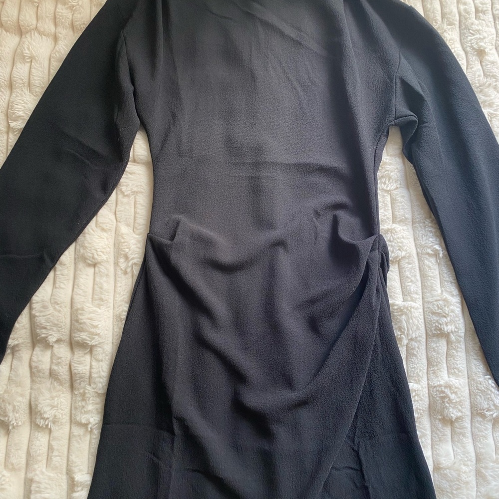 H&M Black Asymmetrical Ruched Bodycon Mini Dress